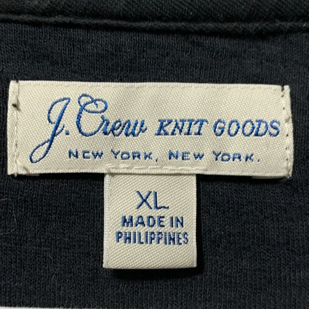 J.Crew Knit Goods Black Quarter Zip Pullover Mens XL Cotton‎ Classic Preppy